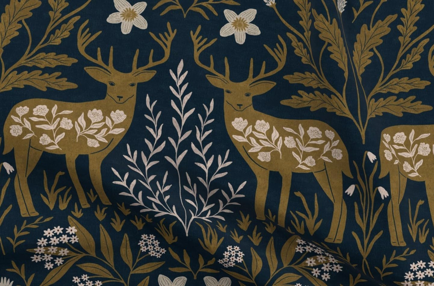 Spoonflower Fabric - Autumn Deer Scandi Woodland Lodge Hunter Cabincore Cottagecore Rustic Printed on Petal Cotton Fabric Fat Quarter - Sewing Quilting Apparel Crafts Decor
