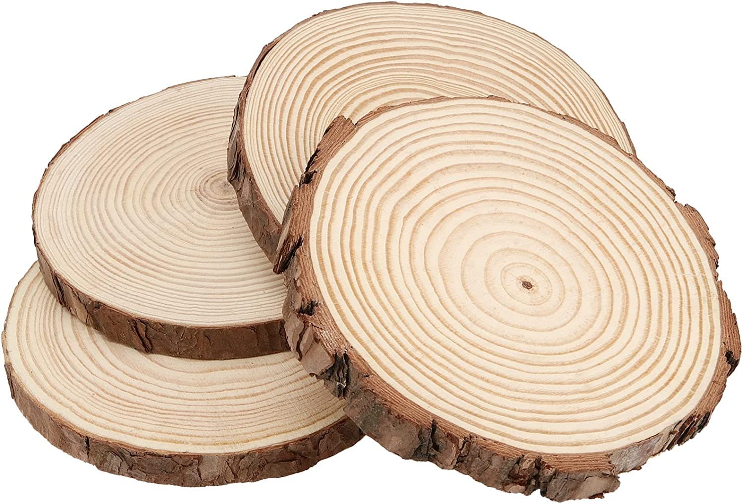 MUKCHAP 10 pezzi 16-18 cm fette di legno naturale, cerchi di legno non finiti, fette di tronchi di legno rotondi per artigianato, ornamenti di Natale, decorazioni di nozze, progetti fai da te