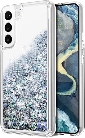 Colorful Glitter Clear Flowing Liquid for Galaxy S22 Case,Silver