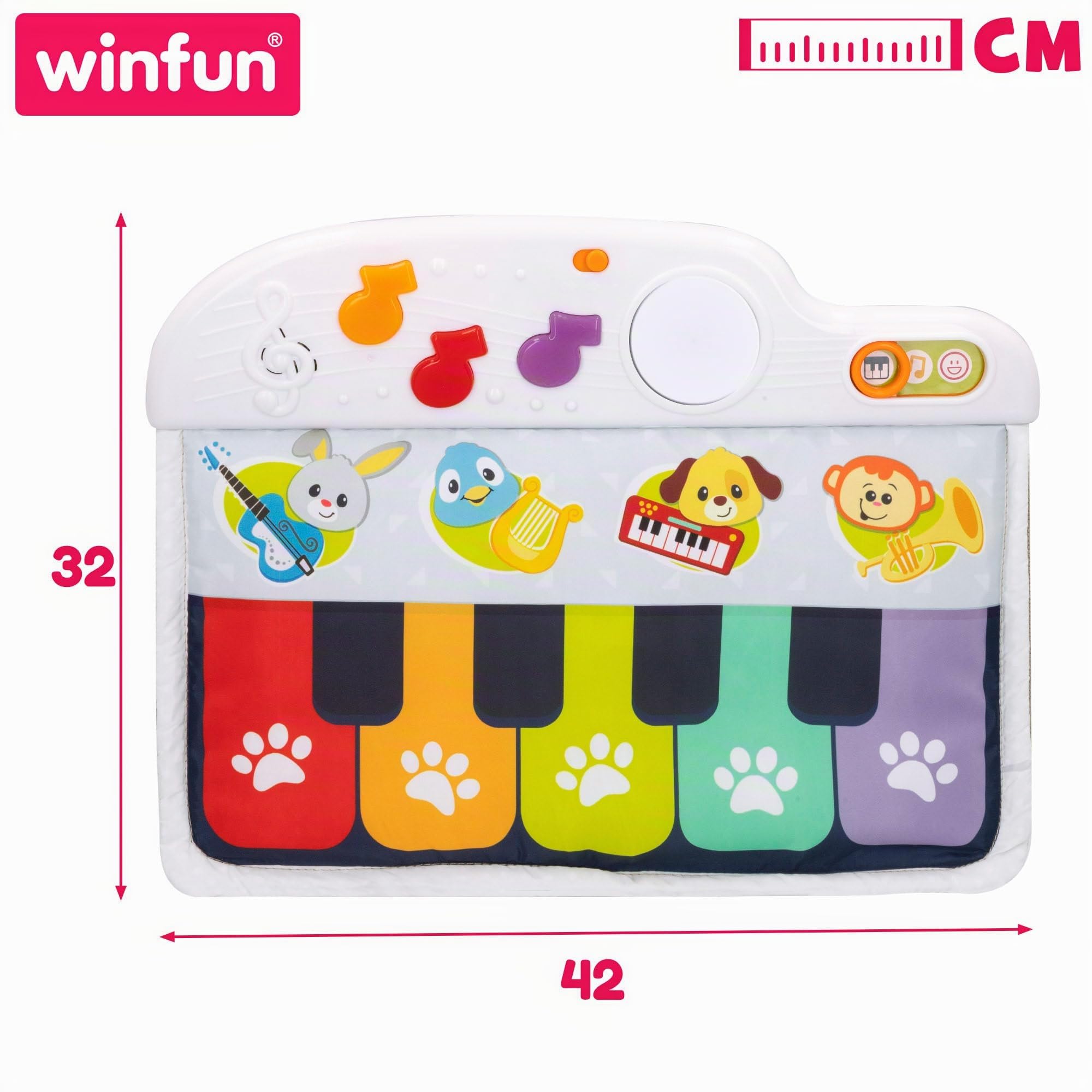 winfun 46878 Klavierspielzeug für Babys mit Licht und Melodien für das Kinderbett, Mehrfarbig, Einheitsgröße