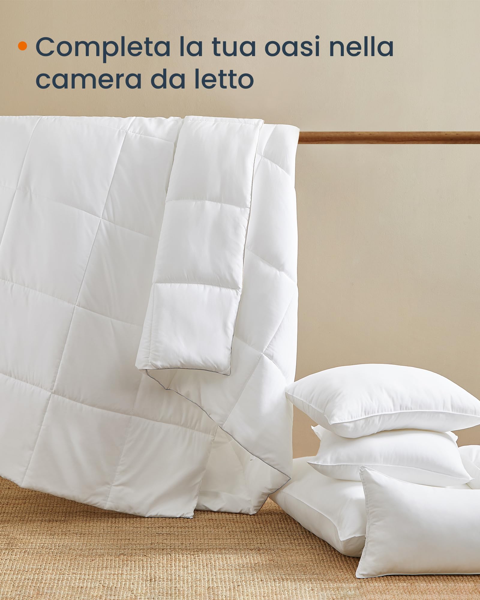 SONGMICS HOME Piumino Letto 2 in 1, 200 x 200 cm, Composto da Piumone Estivo 150 GSM e Piumone Invernale 350 GSM, per 4 Stagioni, Bianco Nuvola TDC003W01