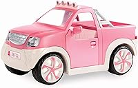 Vista 1 de Lori – Pick – Up Truck para mini muñecas – Coche rosa para muñecas de 6 pulgadas – Radio real & Enganche de remolque – Música y luces – Más de 3