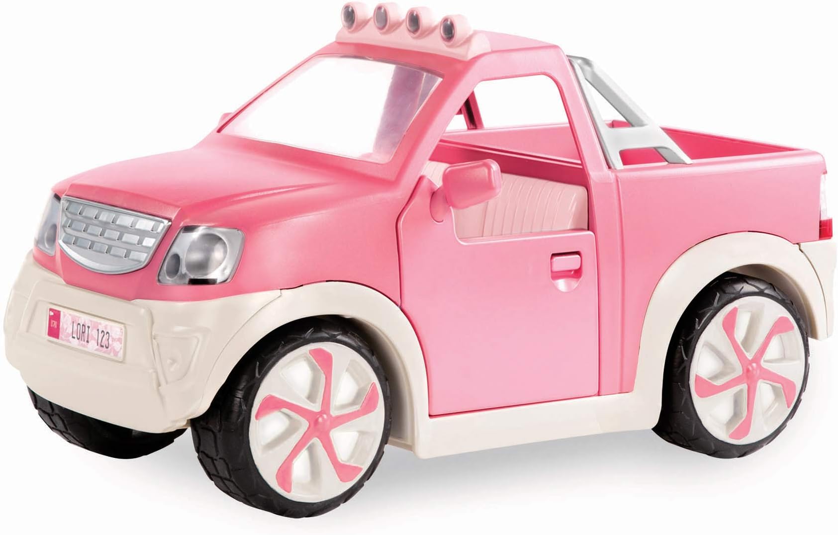 Lori – Pick – Up Truck for Mini Dolls – Pink Car for 6-Inch Dolls – Real Radio & Trailer Hitch – Music & Lights – 3+ Years– Ride & Shine Pickup Truck – Light Pink