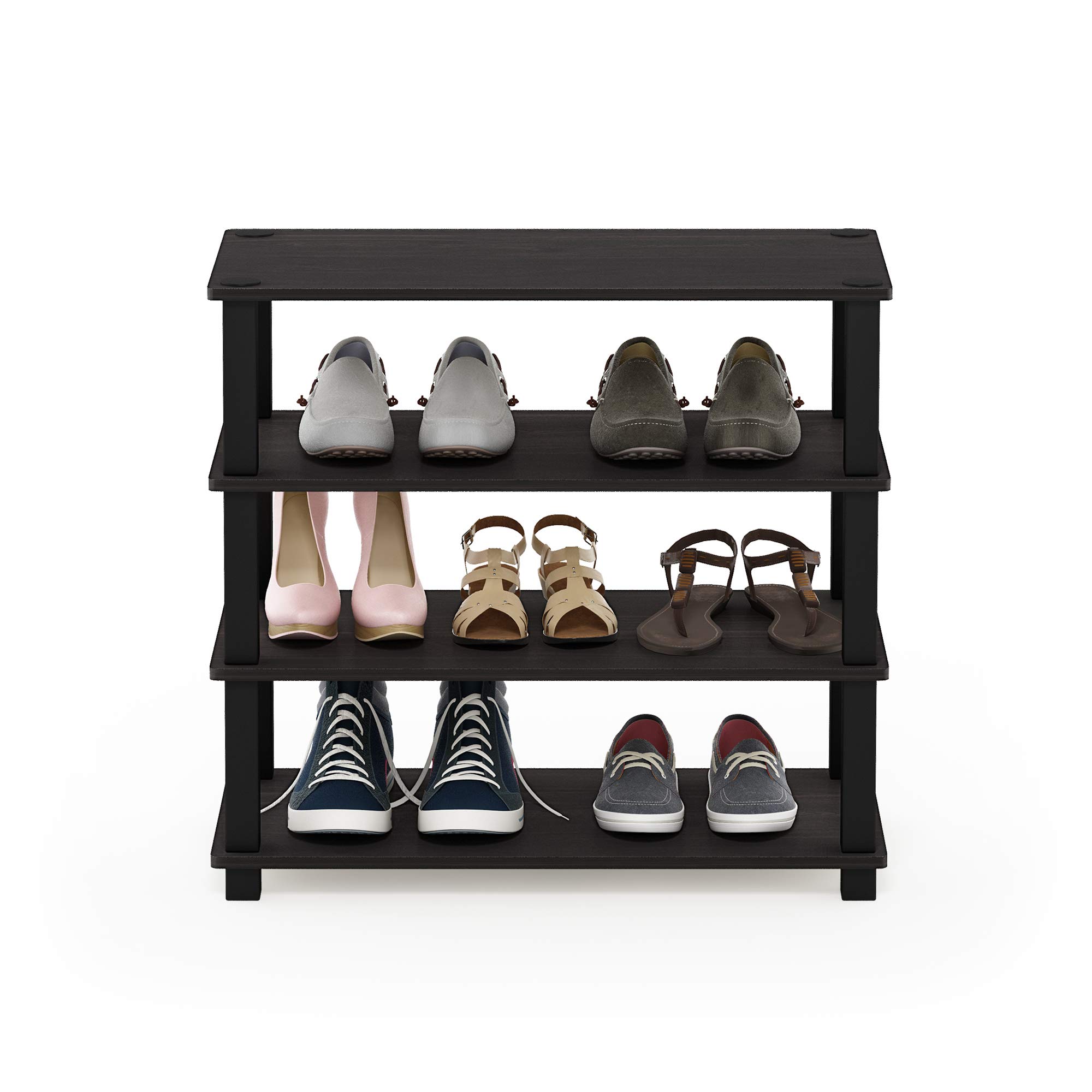 Furinno Scarpiere, Espresso And Black, 4-Tier Single