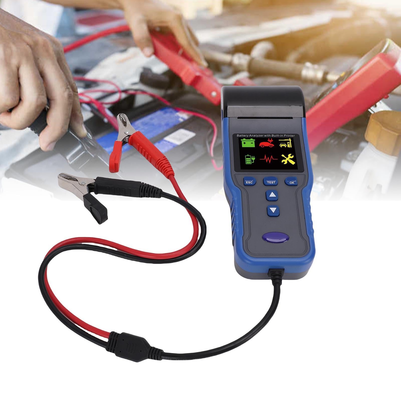 lyrlody Tester Batteria per Auto Tester Carico Batteria 12V 24V con Stampante ABS Analisi a Fili da 100 a 2000CCA Riconoscimento Automatico per Auto Camion Moto Barche