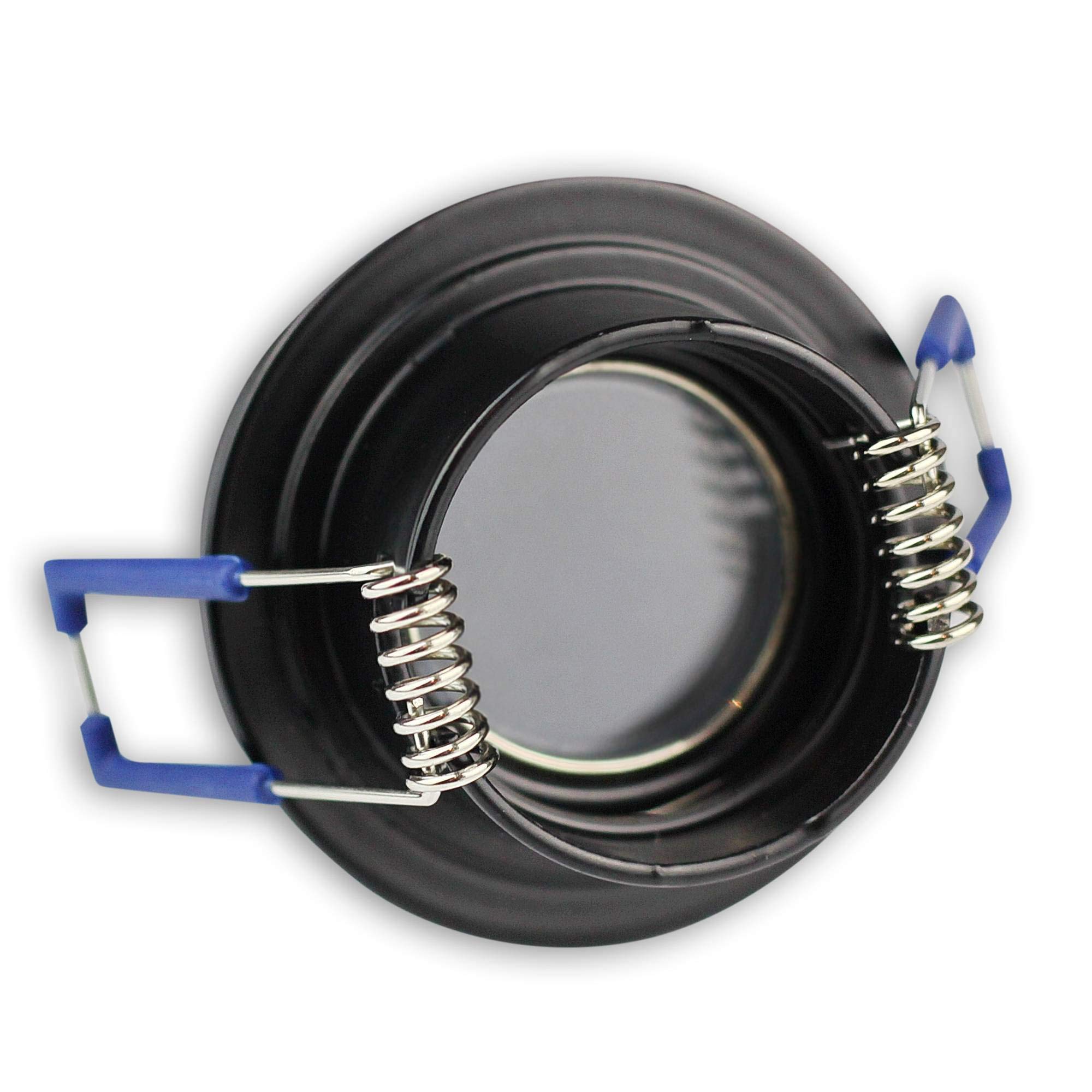 10x Einbaustrahler Rahmen Set Schwarz rund IP-44 für Bad und Außen-Bereich - Einbaurahmen für GU11 MR11 Leuchtmittel 35mm - 40mm Bohrloch Badezimmer Einbau-Spot Strahler Einbauleuchte