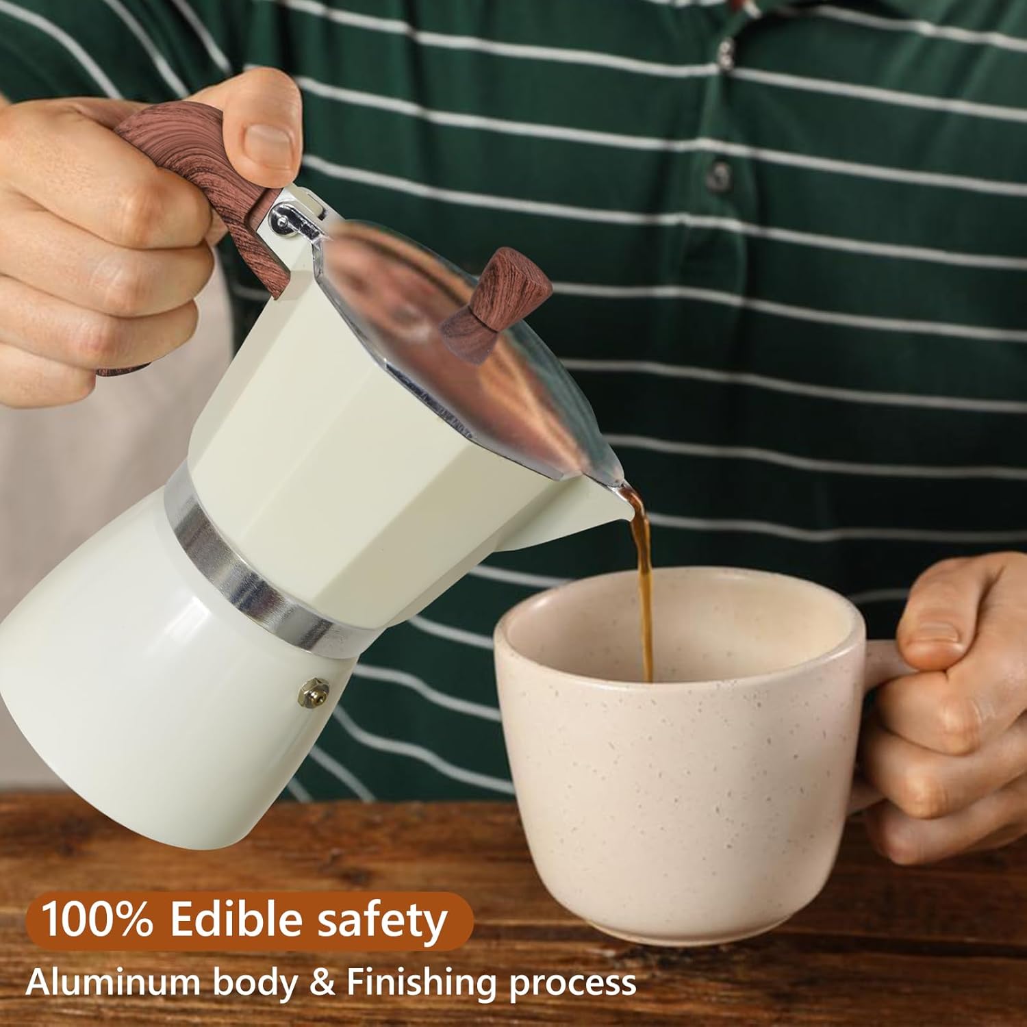 JingleChoo Moka Pot 300ml-6 Cups Espresso Maker, Italian Stovetop Coffee Makers Percolator, Aluminum, Easy To Use & Clean, Camping Home Use | White | for Mocha Cappuccinos, Lattes 3 711A285E TL. AC SL1500