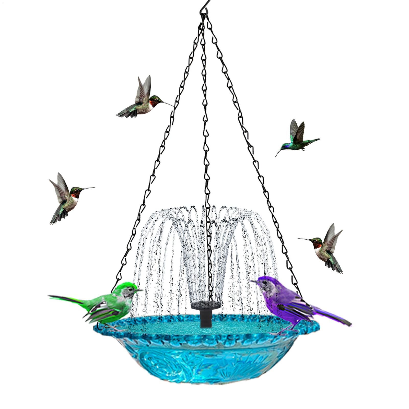 Cascada Solar Fuente Colgante Baño Pájaros, Bañera Colgante Pájaros con Fuente Solar, Grande Bomba Fu-Ente Agua Pájaro Baños, para Balcón, Jardín, Barcos