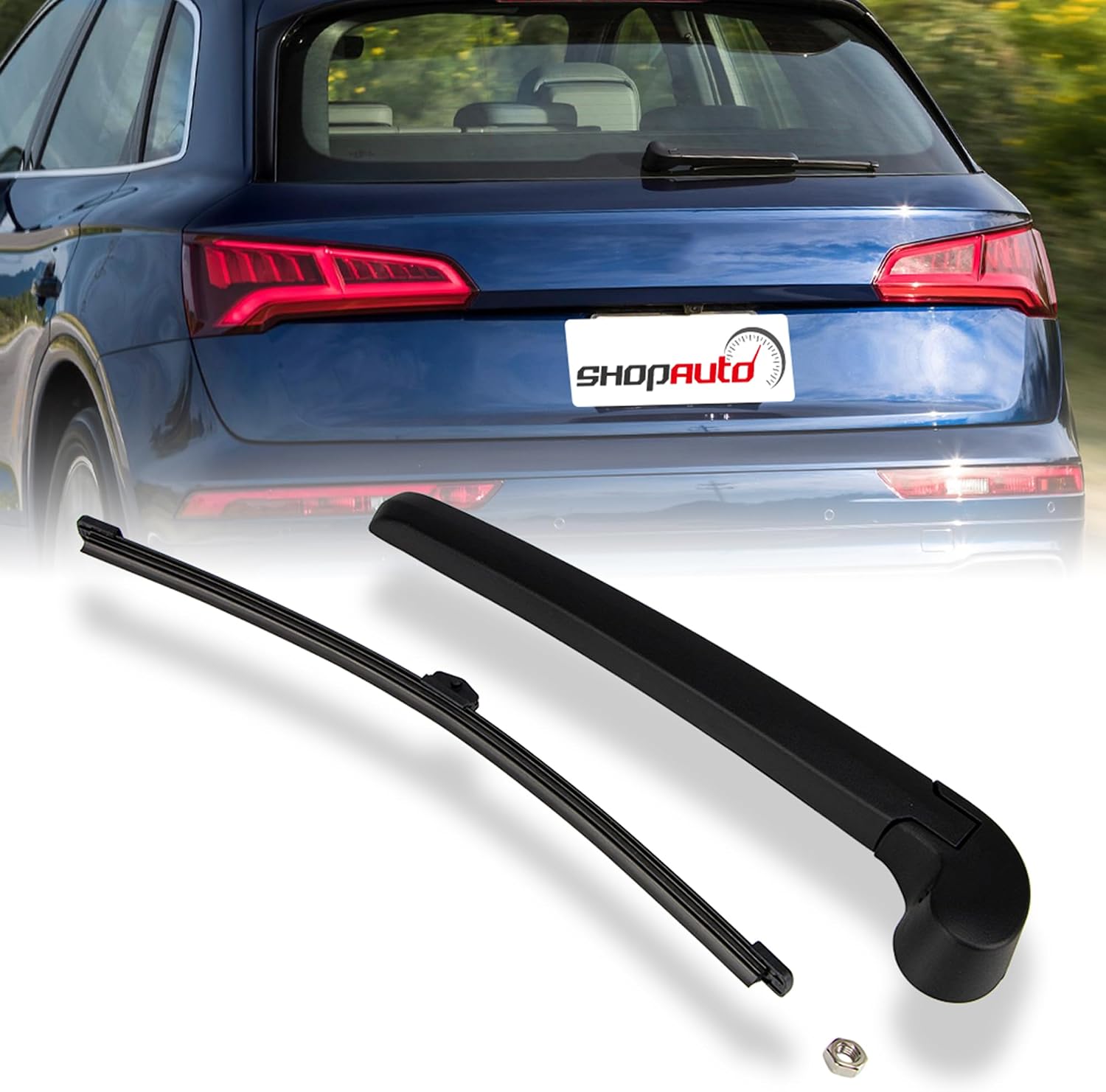 Rear Windshield Wiper Arm Blade Assembly Kit Compatible with Audi Q5 2009-2017 Rear Window Wiper, Replacement 8R0 955 407 1P9