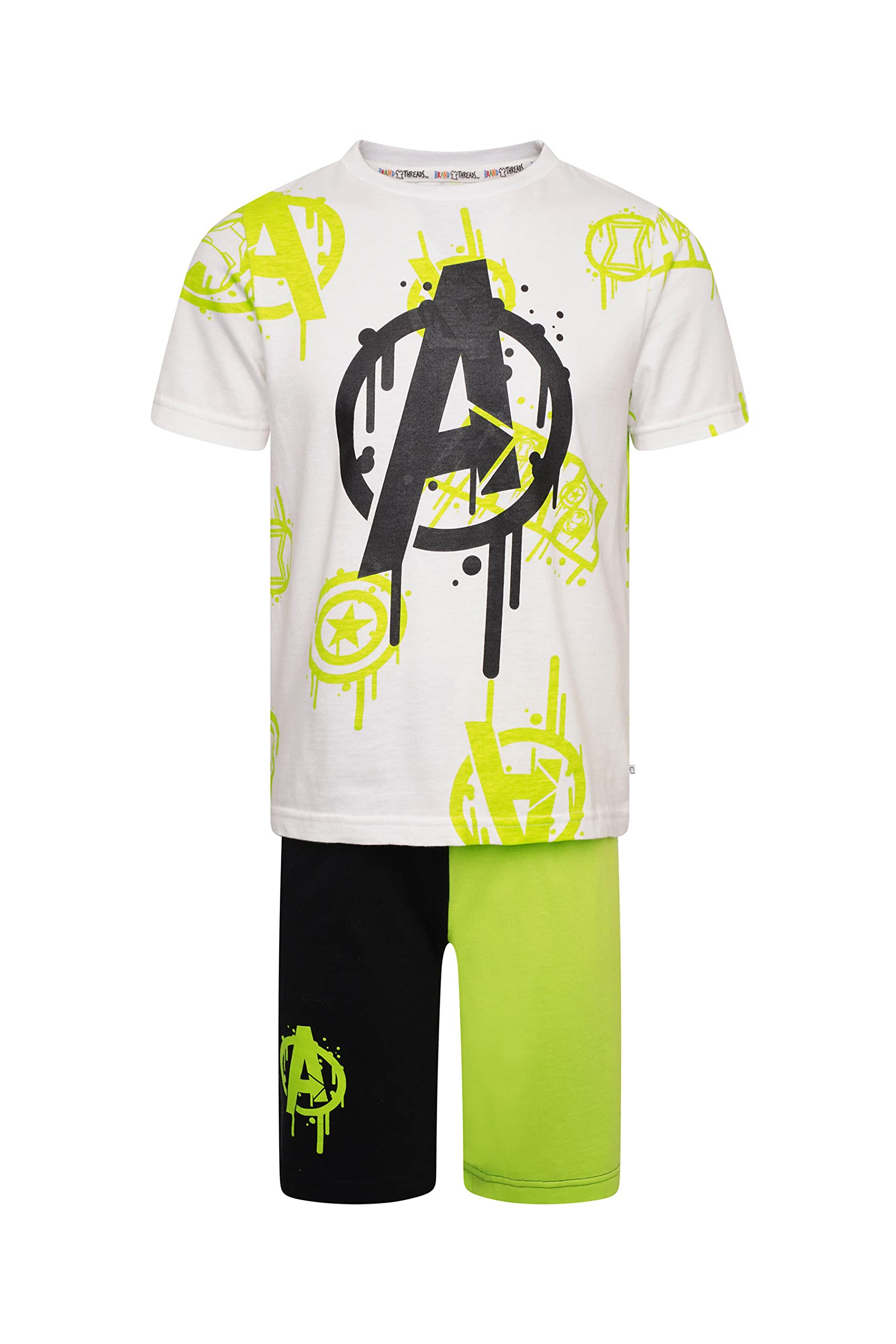 Brand ThreadsBoys Marvel Avengers Pyjamas (Age 7-12yrs)| BCI Cotton Boys Pyjamas Set (T-shirt & Shorts) | Official Marvel Pyjamas