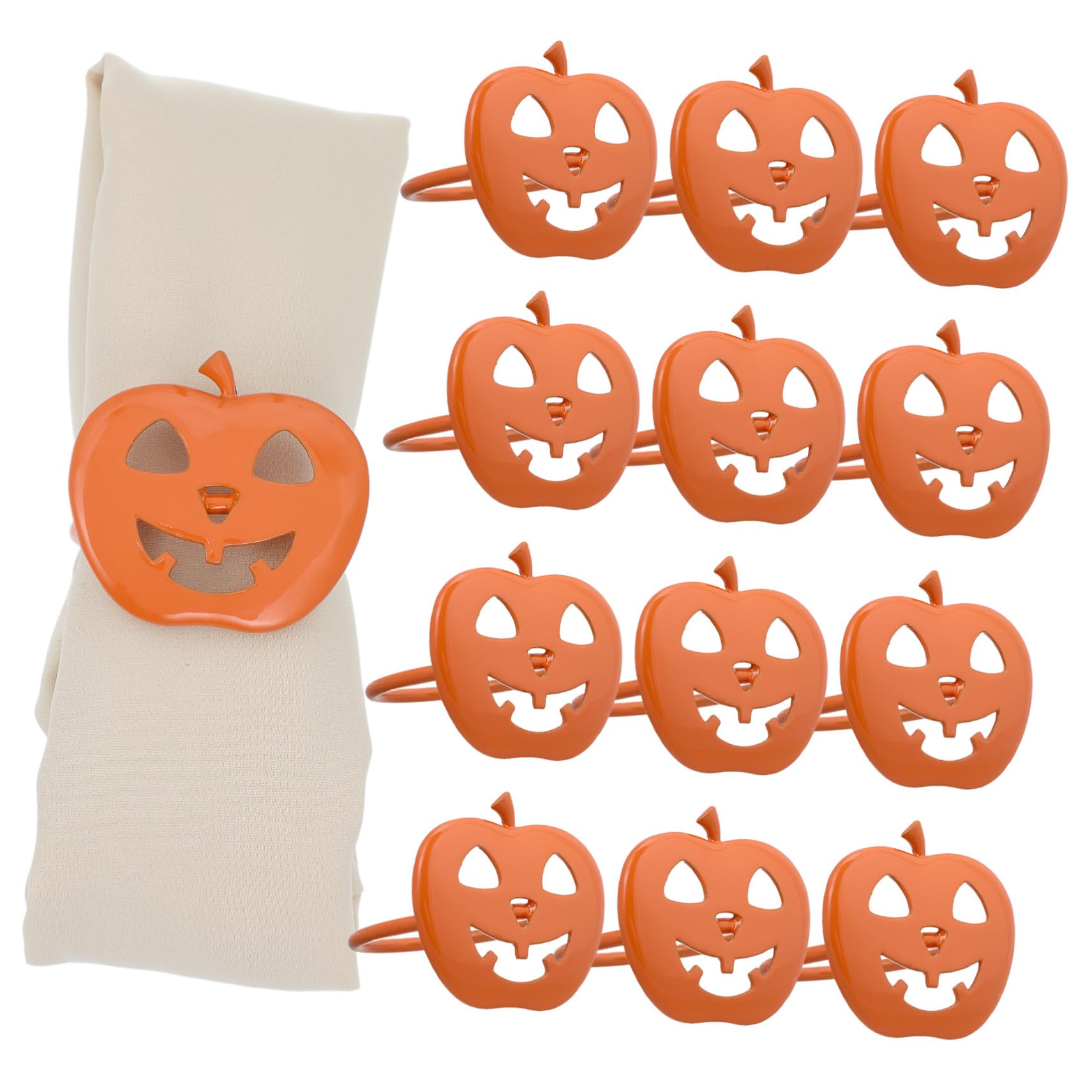 12pezzi Portatovaglioli a Forma Di Cranio Arancione Anelli Per Tovaglioli Decorativi Per Feste Di Halloween Per Ristoranti e Hotel Confezione