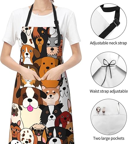 Miniatura 5 de Lindo delantal para perros con 2 bolsillos, delantales con babero para hombre y mujer, para cocina, cocina, chef, camarera, manualidades,