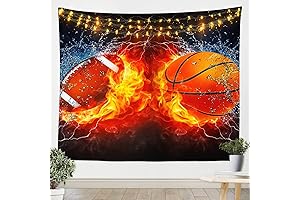 Erosebridal Fire and Ice Basketball Tapestry Wall Hanging