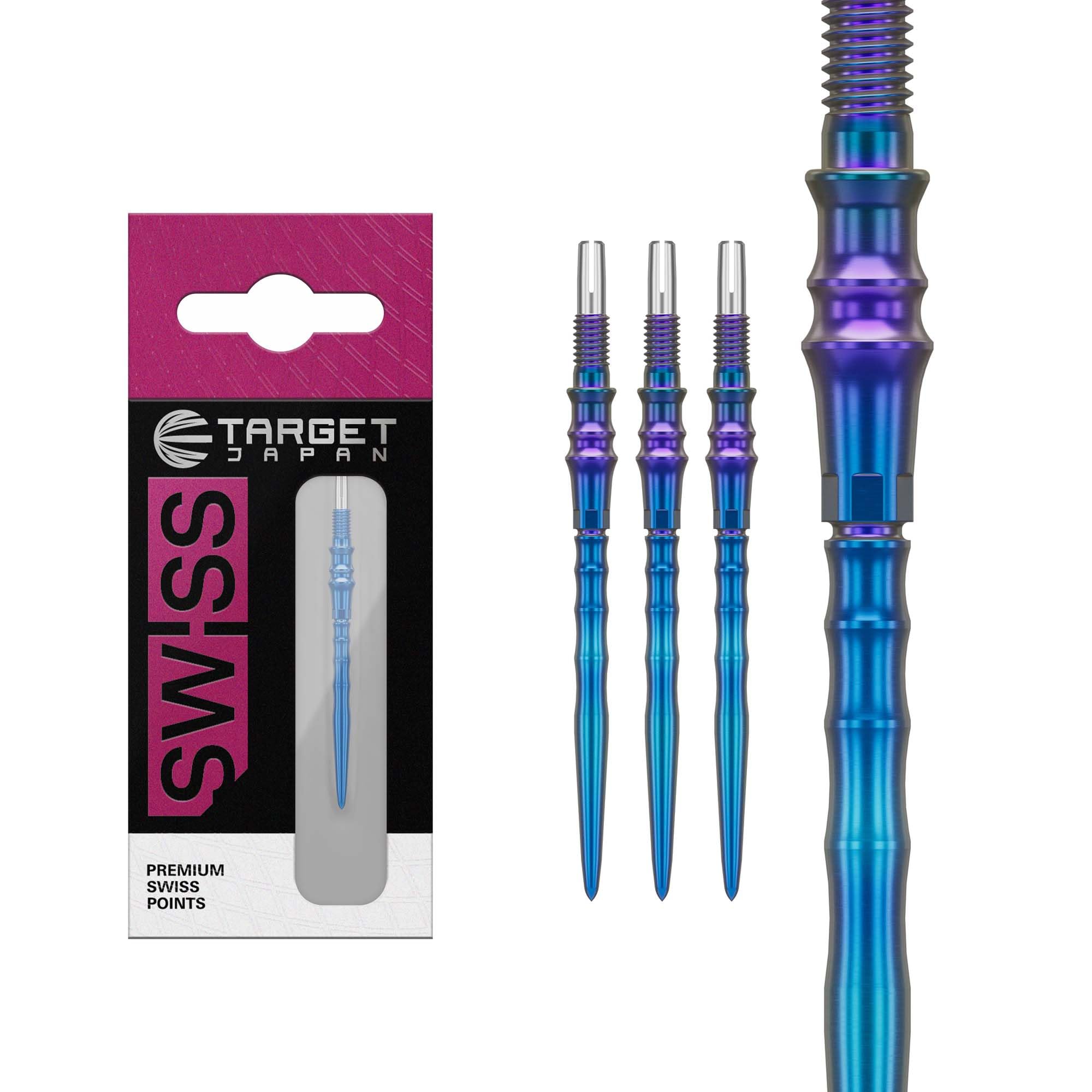 Swiss Pointes Lot de 3 Embouts 30MM/35MM/40MM Noir Silice Bleu Argent Accessoires Professionnels pour Fléchettes