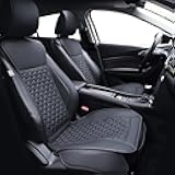 Elantrip 2PCs Front Car Seat Covers Leather Water Proof Seat Protector Universal fit for Most Cars SUVs and Trucks Black