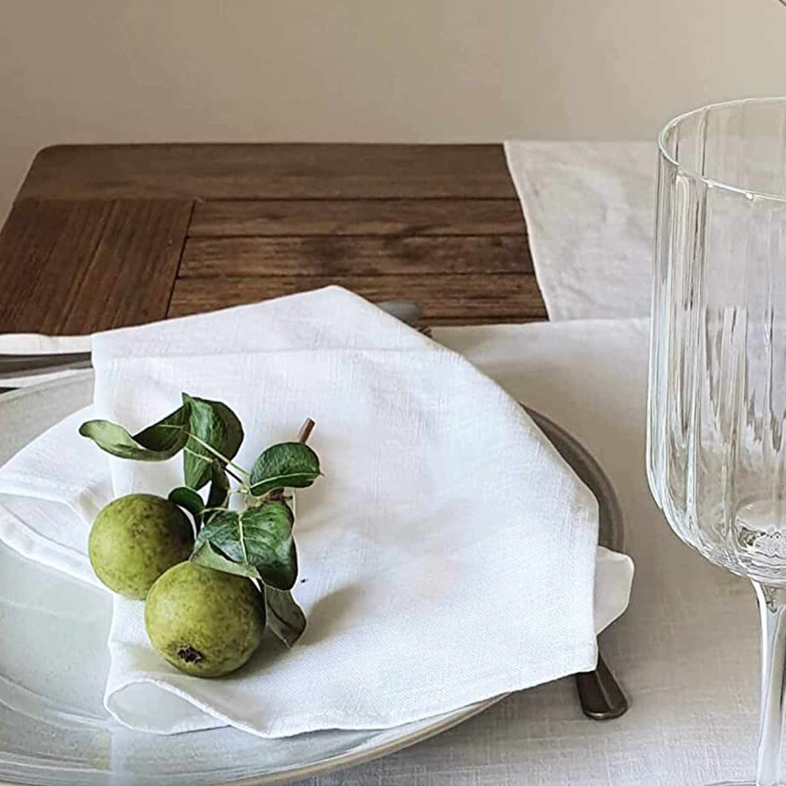 WAVATA 12 stuks servetten van linnen, hoogwaardig katoen, 100% natuurlijke stoffen servetten, keukenstoffen servetten, tafeldecoratie voor Kerstmis, elegante bruiloft, verjaardag, 40 x 40 cm, wit