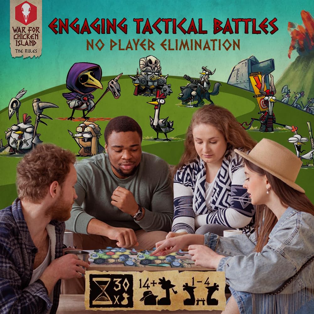 Draco Studios War for Chicken Island 2ª edición: Juegos de Mesa de Estrategia en Miniatura para Adultos, Juegos de Mesa de Aventura Familiar, eliminación sin Jugadores, a Partir de 14 años, 1-4