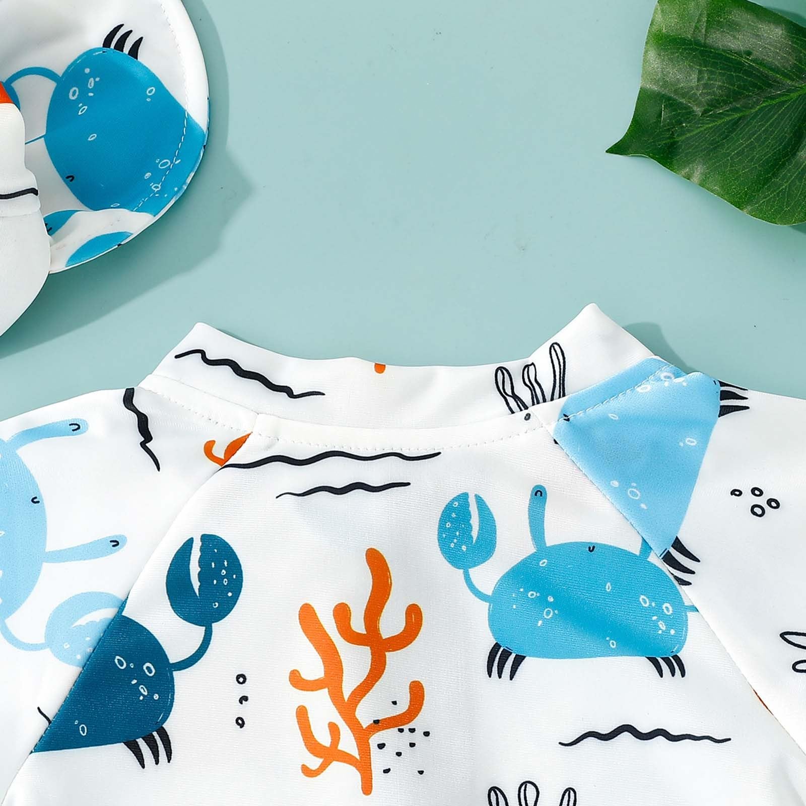 Generisch Categoría de producto Bañador para niños pequeños con sombrero de protección de cuerpo entero