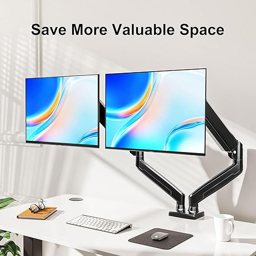 Miniatura 5 de Soporte de monitor doble para pantalla de computadora de 13 a 32 pulgadas, soporte de brazo de monitor doble de 4.4 a 19.8 libras cada uno, soportes