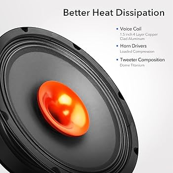 Cadence 8 Inch 2-Way Full Range Car Speaker, 250 Watts Max Power