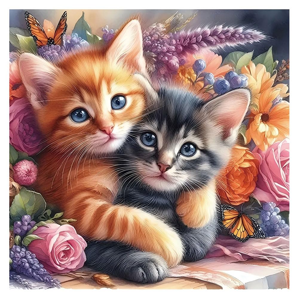 Kulvci Kits de pintura de diamantes para gatos adultos, kits de arte de diamantes para principiantes, 5D DIY completo taladro gema artesanía para decoración del hogar regalo 12 x 12 pulgadas