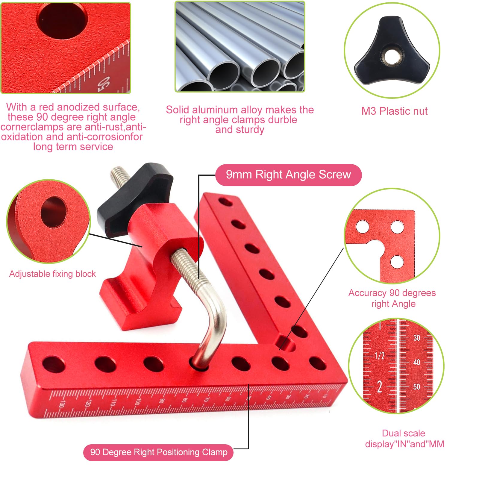 Lot de 4 Pince à Angle Droit - Équerre positionnement en Alliage d'Aluminium,Bloc de Positionnement à 90 Degrés,Pince d'angle type L pour Travail du Bois Bricolage Artisanat à Angle Droit (14 cm/5,5")