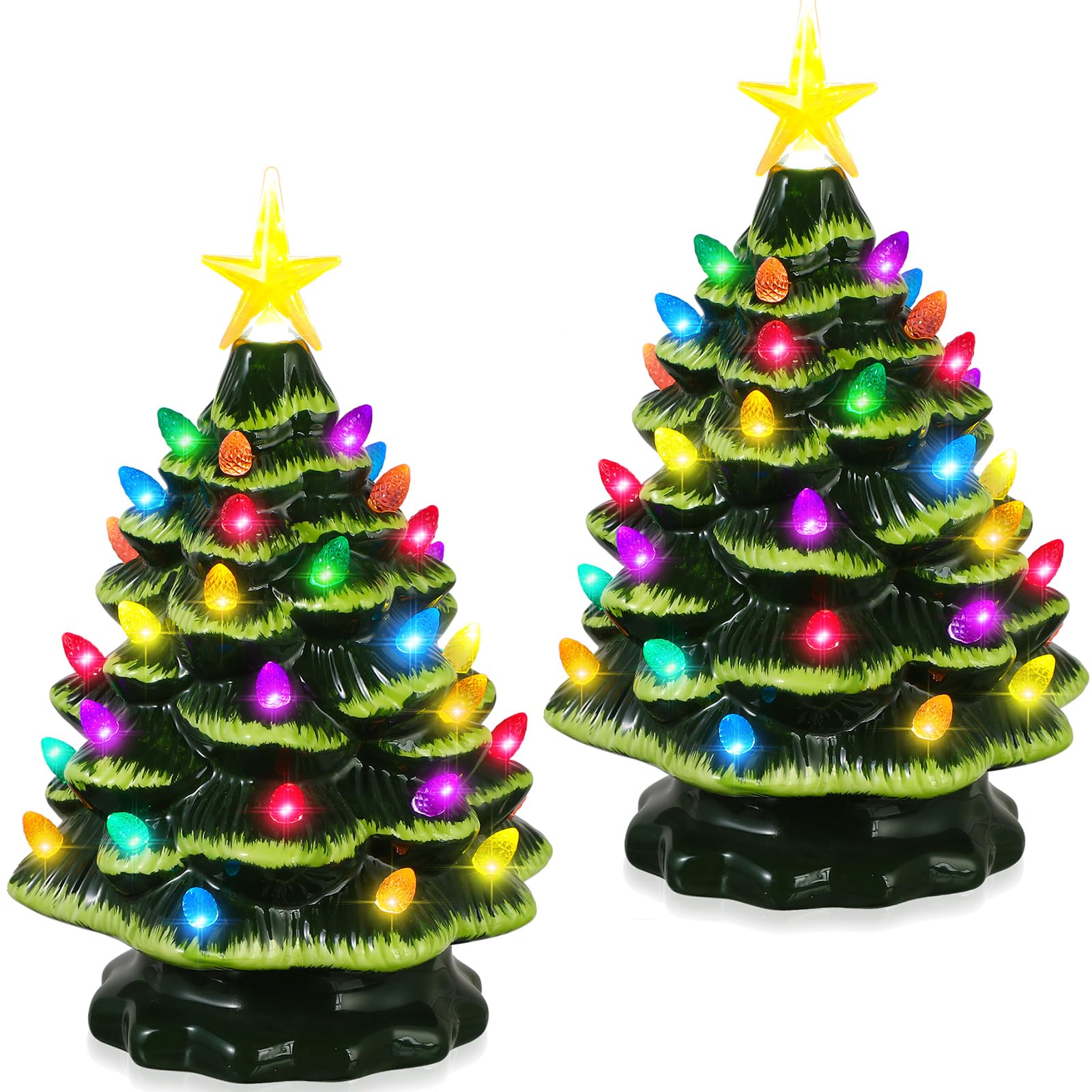 Sapin de Noël vintage vert pour décoration de table et de bureau lumineuse