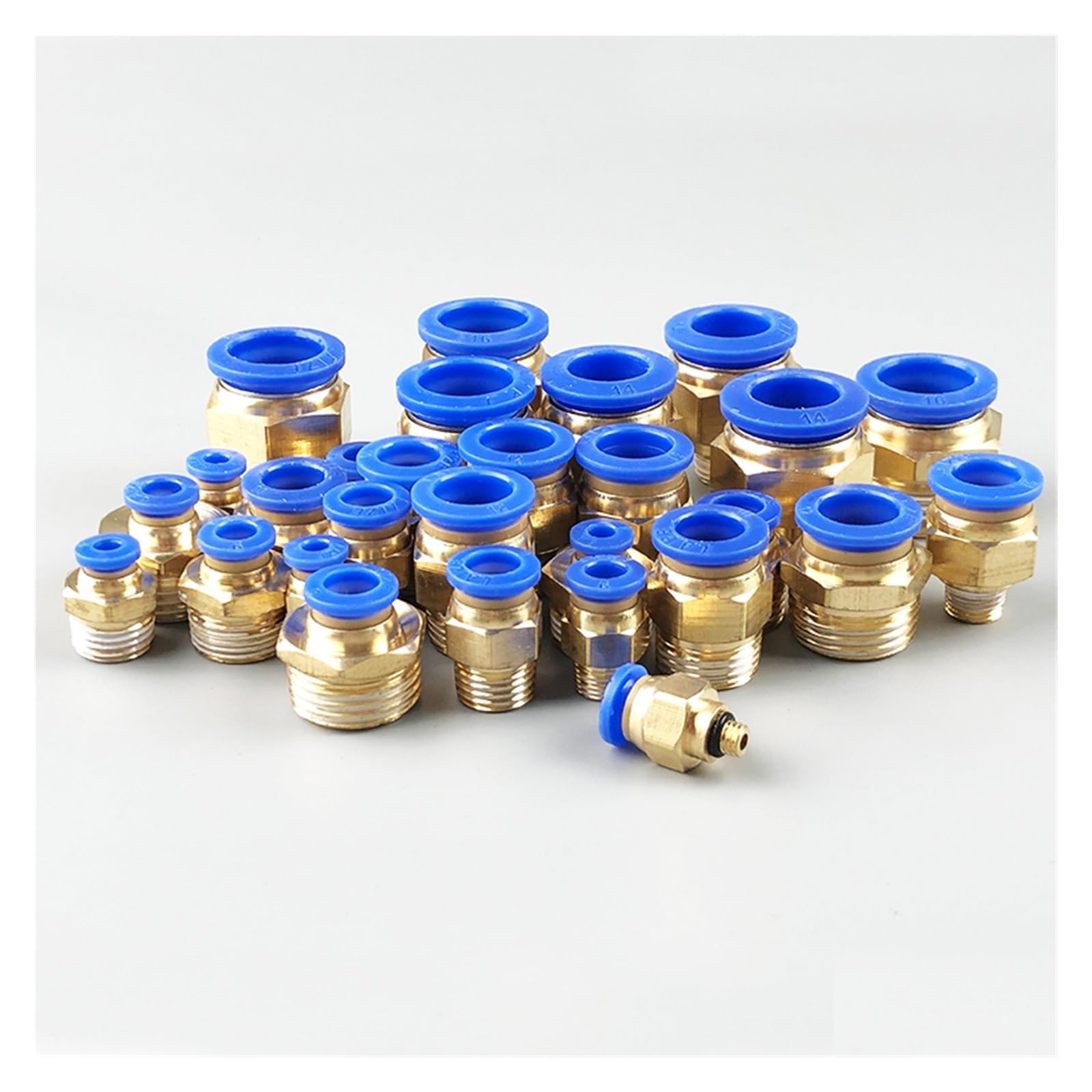 Schnellkupplung 20 Stück pneumatische Luftverbinder 4 mm, 6, 8, 10, 12 Gewinde 1/8", 1/4", 3/8", 1/2" Schlauchverbinder Rohr-Schnellkupplungen(PC10-04 (1I2))