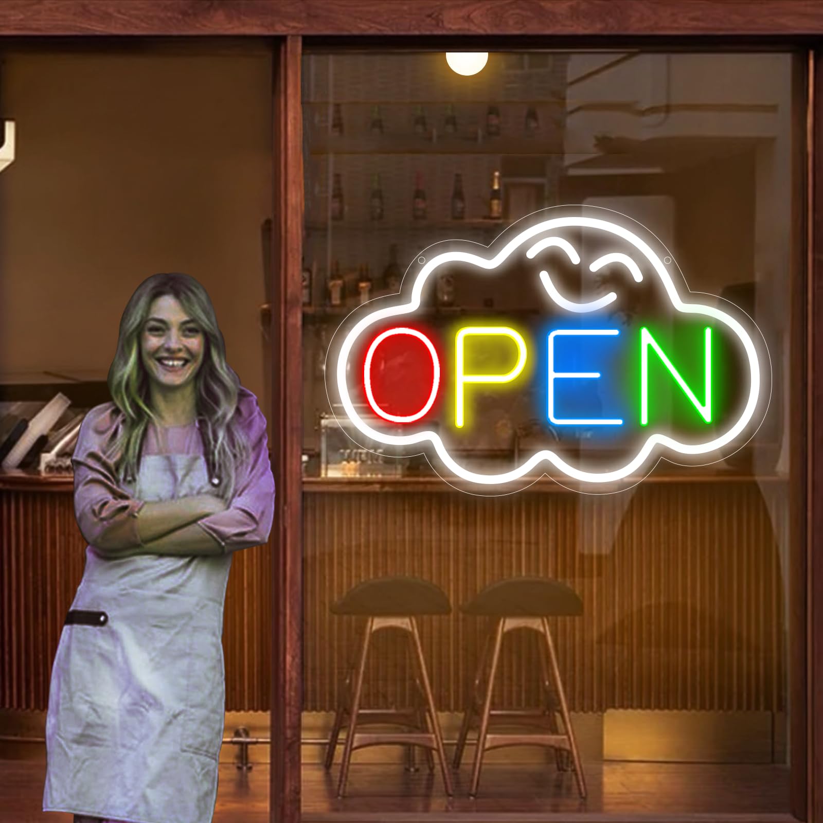 Open Signs for Business, Ultra Bright LED Open Neon Signs 16Inch Plug In Electric with ON/OFF Switch, Business Open Sign for Store Window Glass Door Store Florists Bar Salon Cafes Restaurant Offices