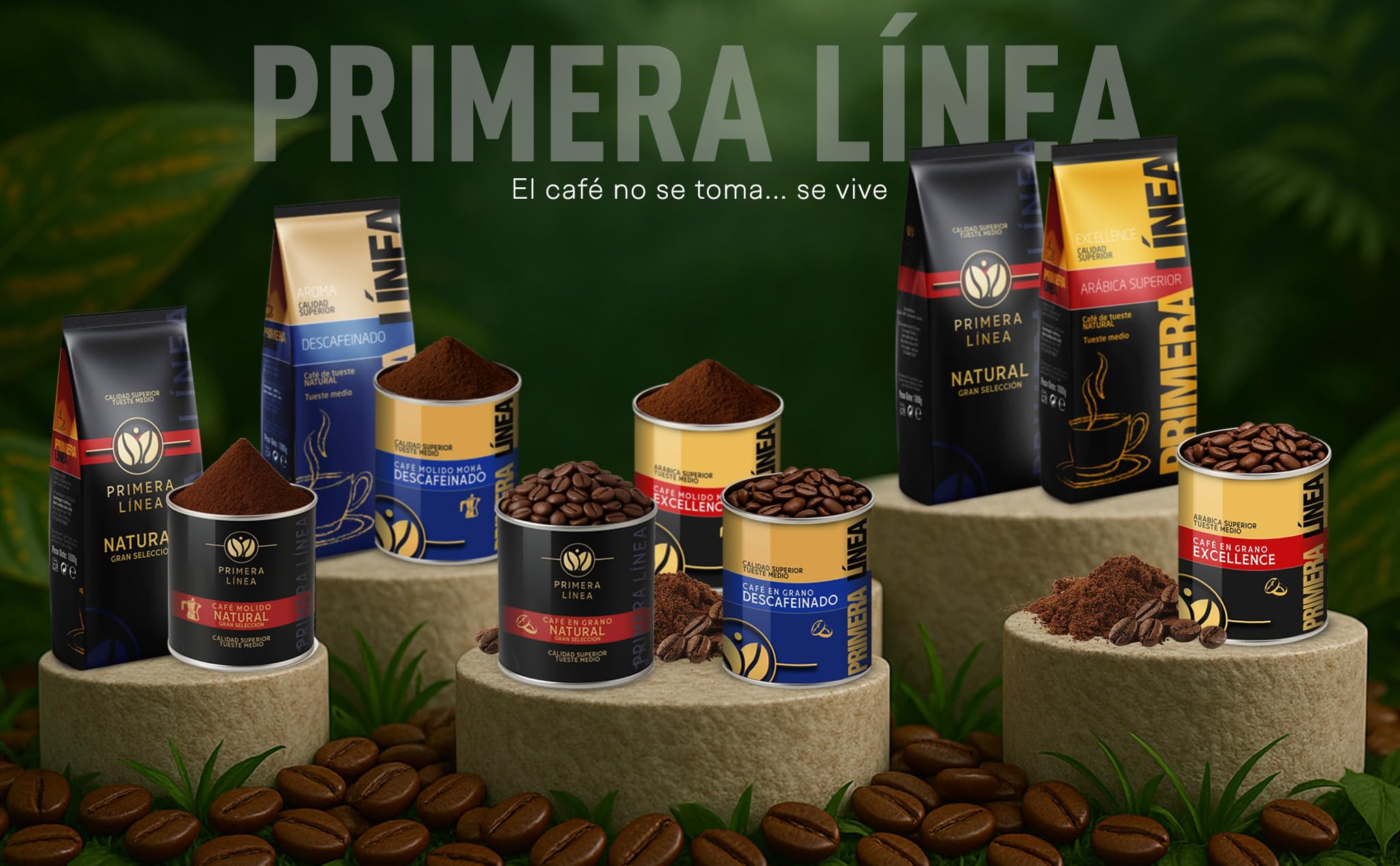 CAFÉ PRIMERA LÍNEA | Café Descafeinado Grano Natural Gourmet Exclusivo 1kg | Tueste Medio | Sabor Único y Auténtico| Ideal para Máquinas Espresso y Superautomáticas | Aroma Intenso
