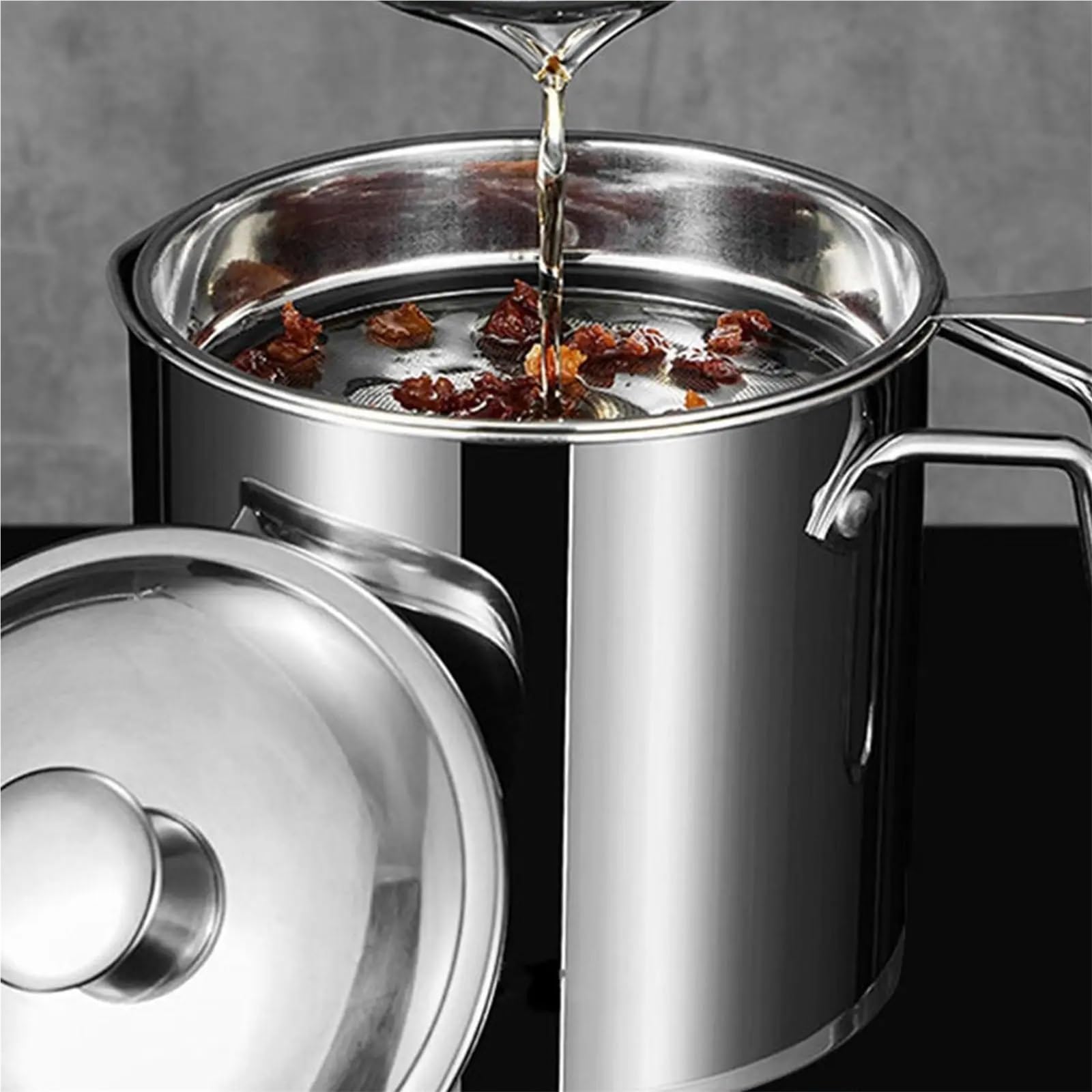 Aceitera Acero Inoxidable Botella dispensadora de aceite 2L con colador, soporte filtro acero inoxidable fino