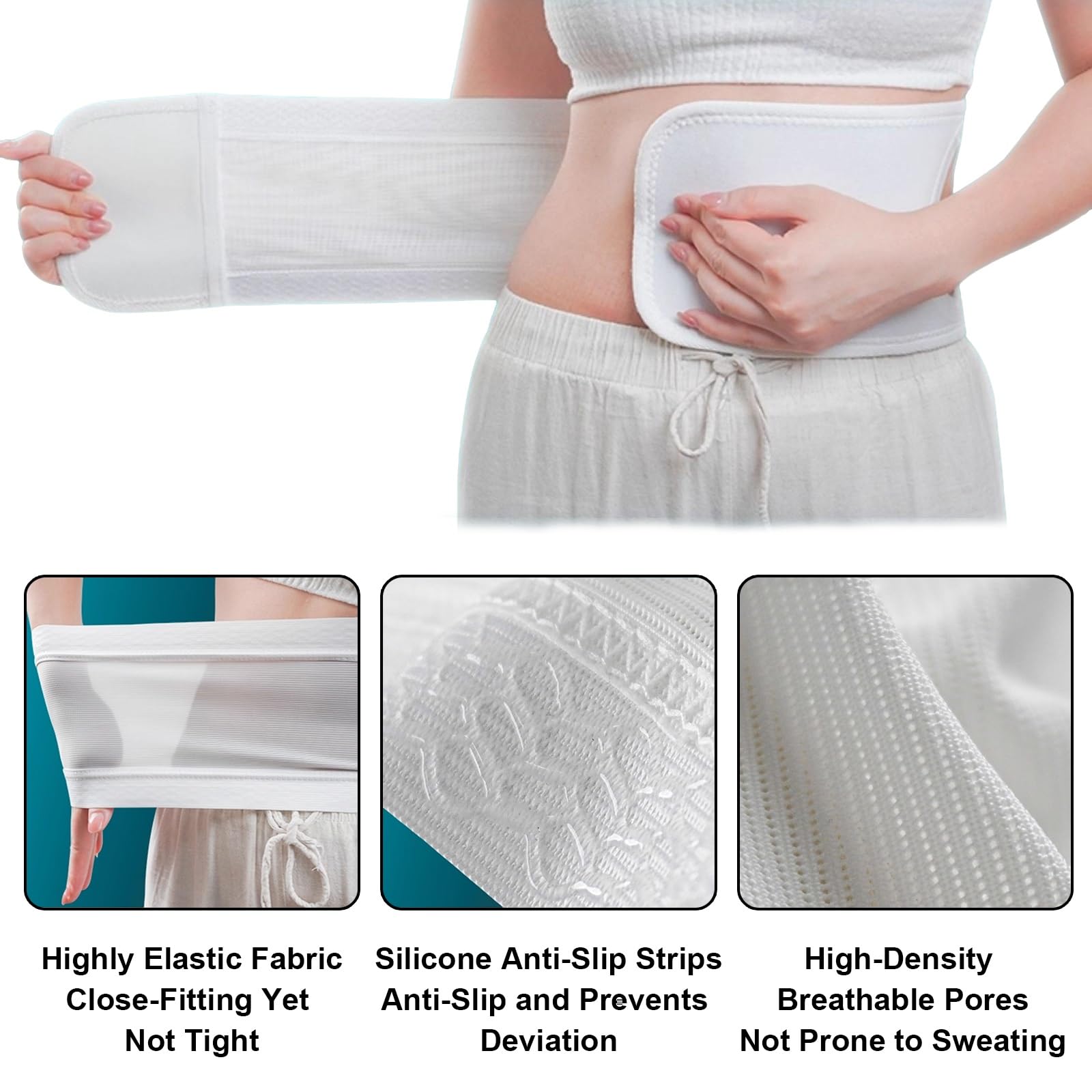 Fascia per Stomia per Uomo e Donna, Cintura per Stomia Regolabile, Fascia Addominale Traspirante, Assistenza Post-Operatoria, Vestibilità per Tutte le Stagioni(Medium)