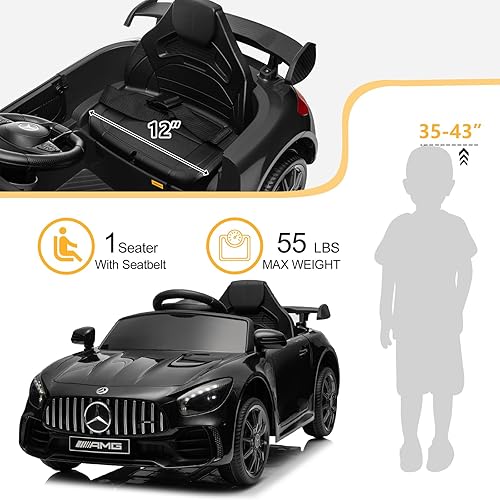 Miniatura 3 de VALUE BOX Auto de paseo para niños, control remoto 2.4G, con licencia Mercedes Benz AMG GTR de 12 V, vehículo eléctrico alimentado por batería,