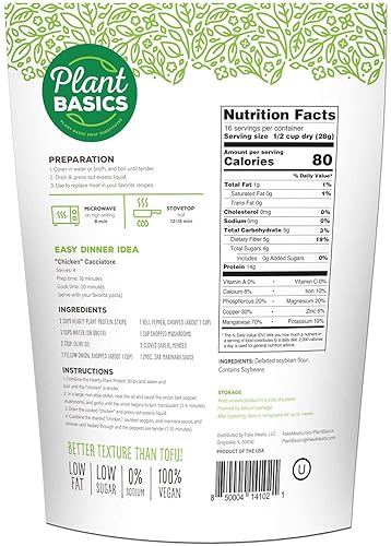 Miniatura 2 de Plant Basics - Proteína vegetal abundante, tiras sin sabor, 1 libra, condimento a base de plantas, al igual que la carne de res, 2 onzas, sin OMG,
