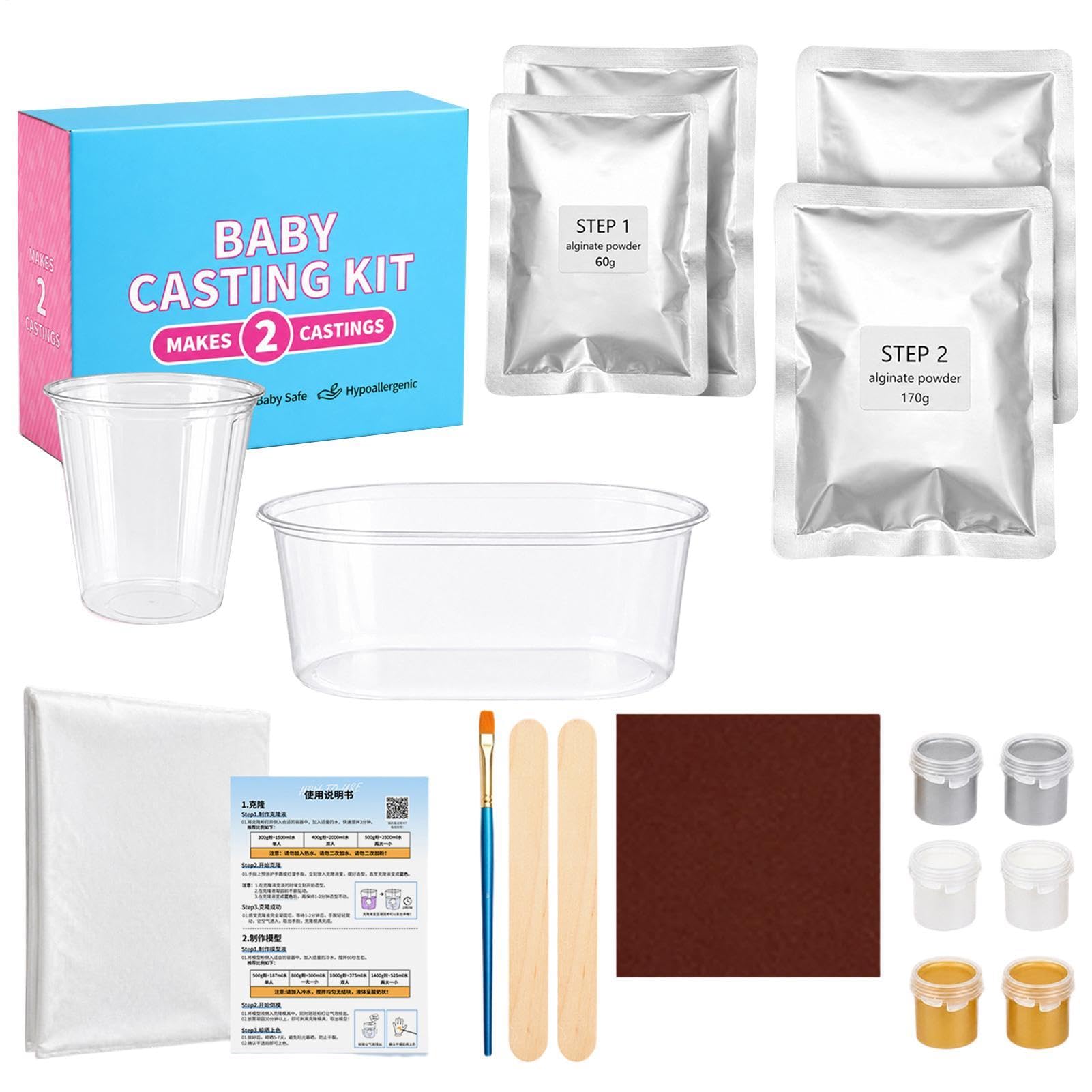 Kit Vaciado Mano Para Niños Recuerdo en yeso de huellas de palmas y plantas | Kit de moldes de pies y manos infantil Shower, Boda, Compromiso, Cita Nocturna en Pareja, Cumpleaños, San