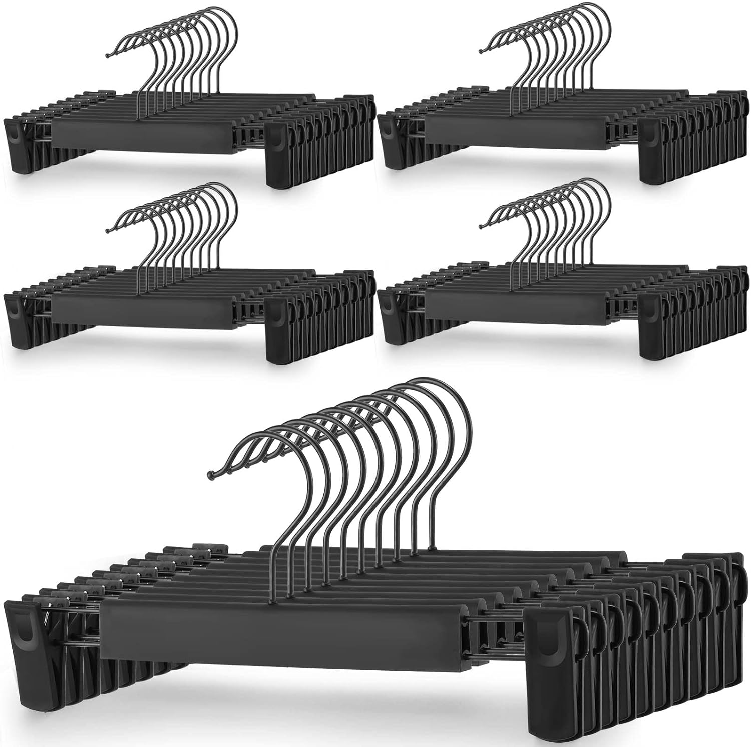 50 Pieces Pants Hangers with Clips Plastic Clothes Hanger