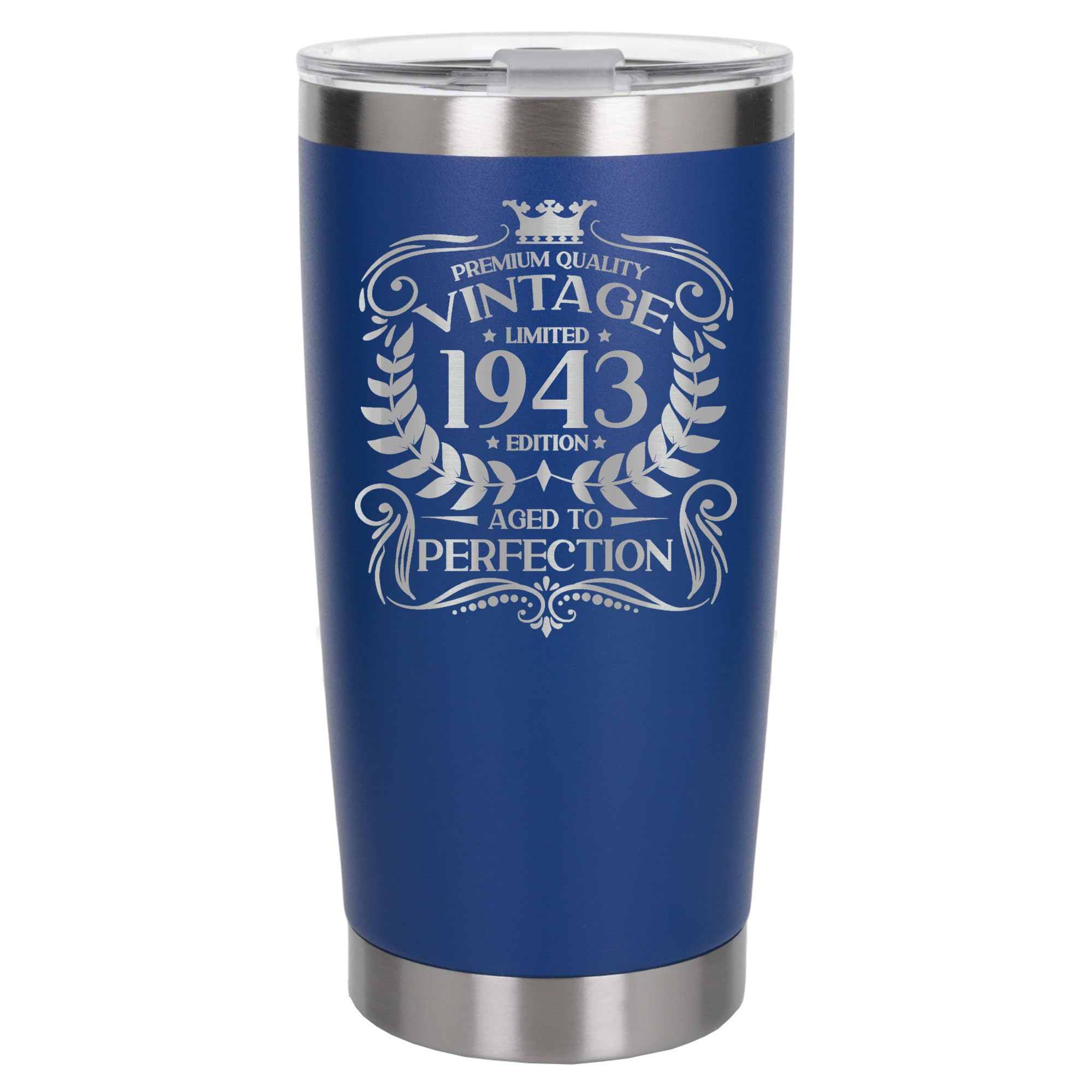 Always Looking Good 83rd Birthday Gift Vintage 1943 Aged to Perfection Engraved Insulated Travel Mug Present for 83 Year Old Dark Blue Thermal Coffee Flask Travel Mugs with Lids