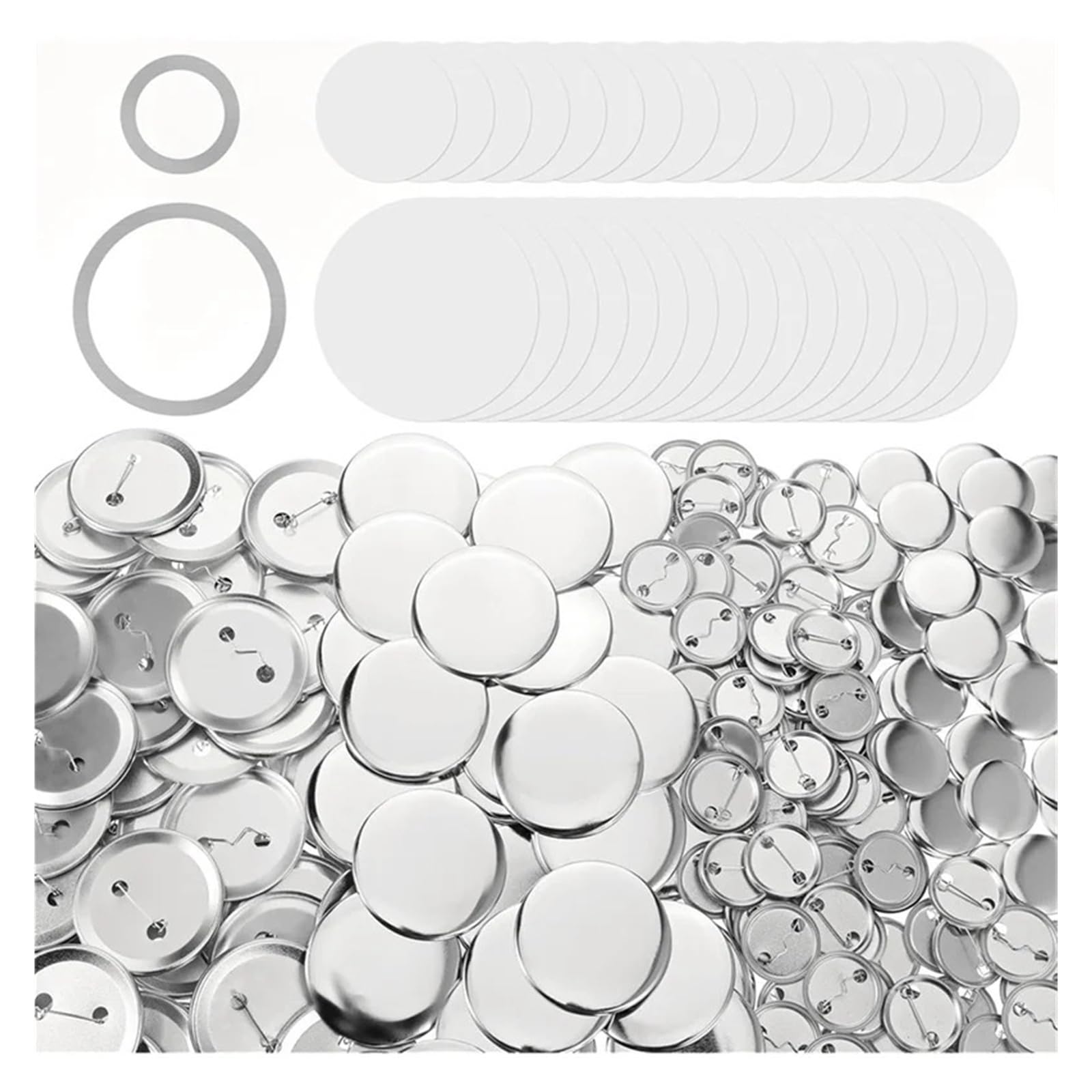 Bottoni vuoti da 58 mm/2,25 pollici, 100 set, forniture for la creazione di bottoni, spille, distintivi e parti in metallo rotondo Insiemi sufficienti