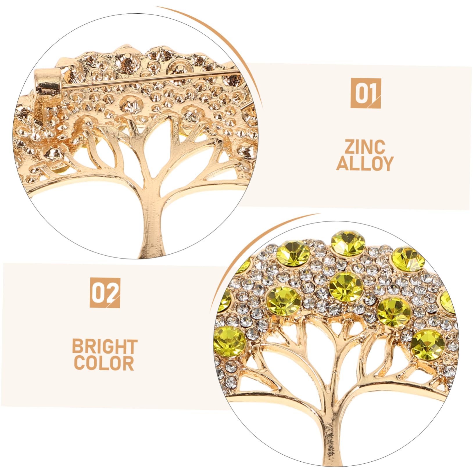 Broche, alfileres, Clip para Chal, Adorno para Sombrero, Diamantes de imitación, Colgante de Buena Suerte para Navidad, Ropa, aleación de Zinc Dorado