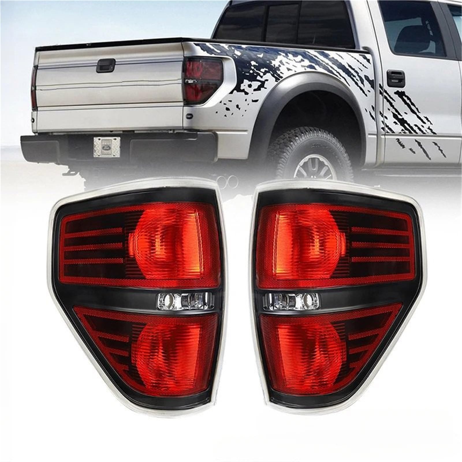 Lampa tylna zespolona Pasuje do samochodów dostawczych Ford F-150 z lat 2009-2014. Zestaw tylnych świateł hamowania.(1 Pair Black)