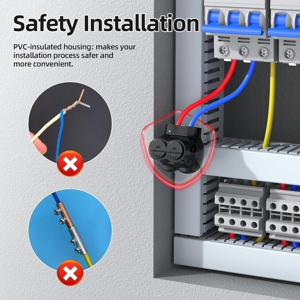5 connettori per cavi in alluminio e rame, 4-14 AWG, morsetti di derivazione multipli con isolamento, viti esagonali e protezione contro l'ossidazione, connettori elettrici per sicurezza