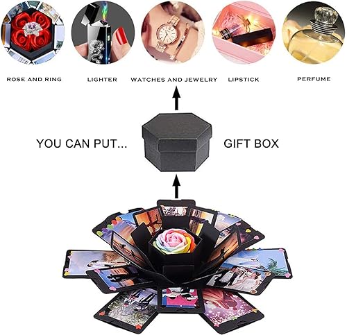 Miniatura 7 de Caja de regalo Explosion, caja de fotos, una caja de regalo creativa de cuatro caras. Álbum de fotos hecho a mano, álbum de recortes, un regalo de