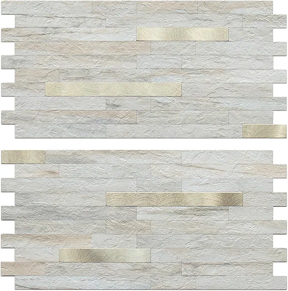 AULIGET 20 Sheets Faux Stone Peel and Stick Backsplash, Beige Marble Look PVC Wall Tile Stick on Backsplash for Kitchen and Bathroom