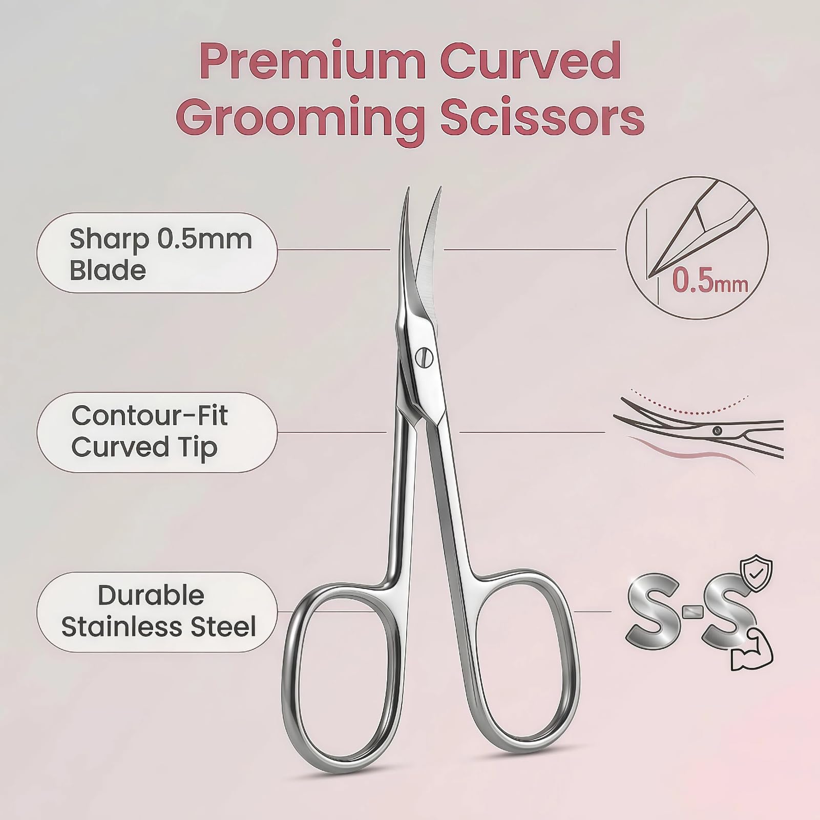 Hautschere Mit Dünner Spitze,Professionelle Nagelhautschere Mit Gebogener Spitze,Nagelschere,Nagelhaut,Extra Scharf Aus Edelstahl,Zum Präzisen Kürzen Entfernen Von Nagelhaut,Augenbrauen Und Wimpern