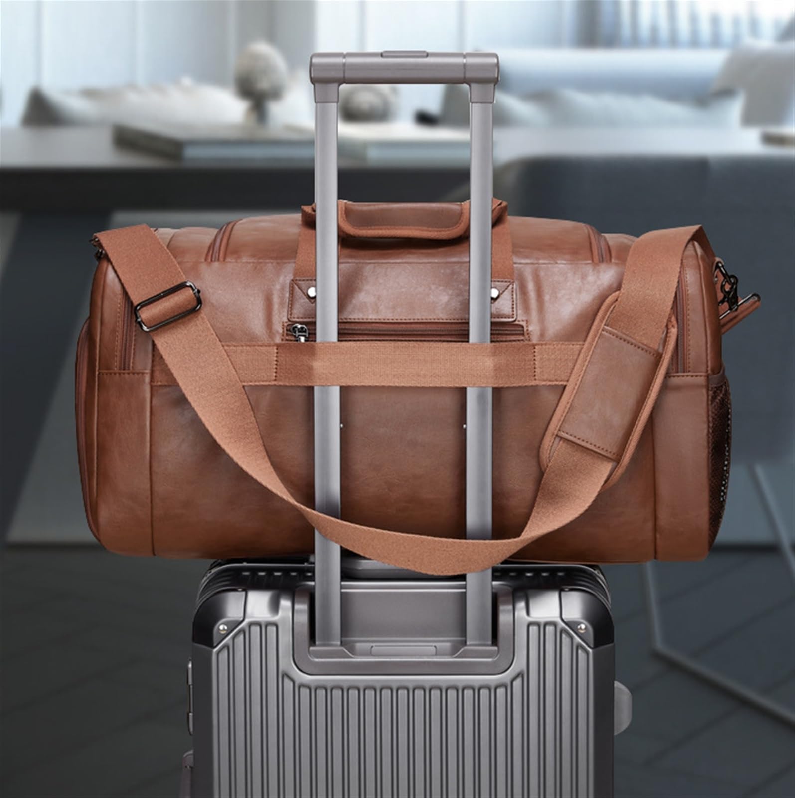 Bolsa Portatrajes Bolsa de Viaje Petate De Cuero Del Viaje De Negocios Del Gimnasio Del Fin De Semana De La Bolsa De Viaje, Bolso De Mano Para El Negocio Del Uso Diario Bolsa Portatrajes de Viaje Bols