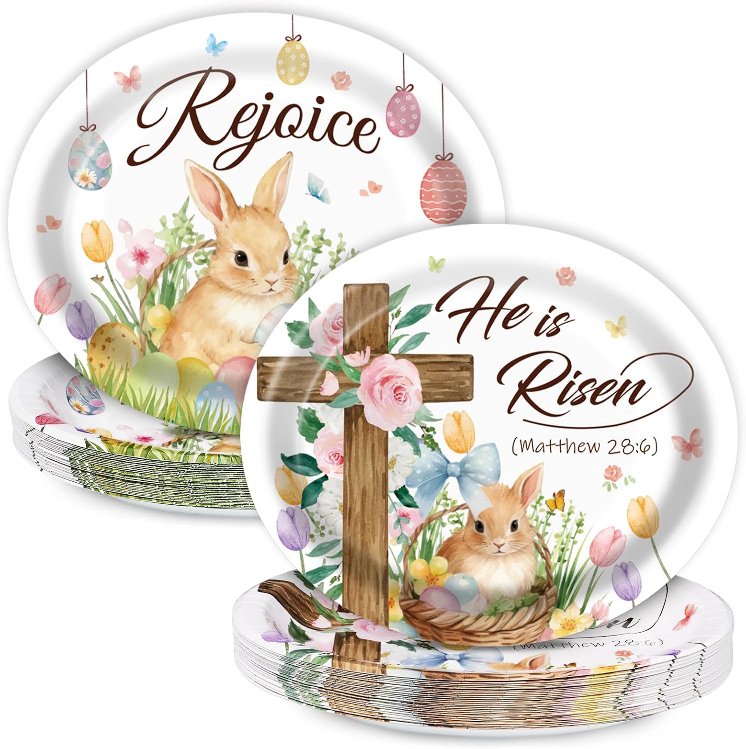 50 Pcs Easter Oval Paper Plates 10" x 12",Large Disposable Easter Party Decorations Spring Heavy Duty Plates for Family Gathering Holiday New Year Dinner Party Supplies,50 Guests