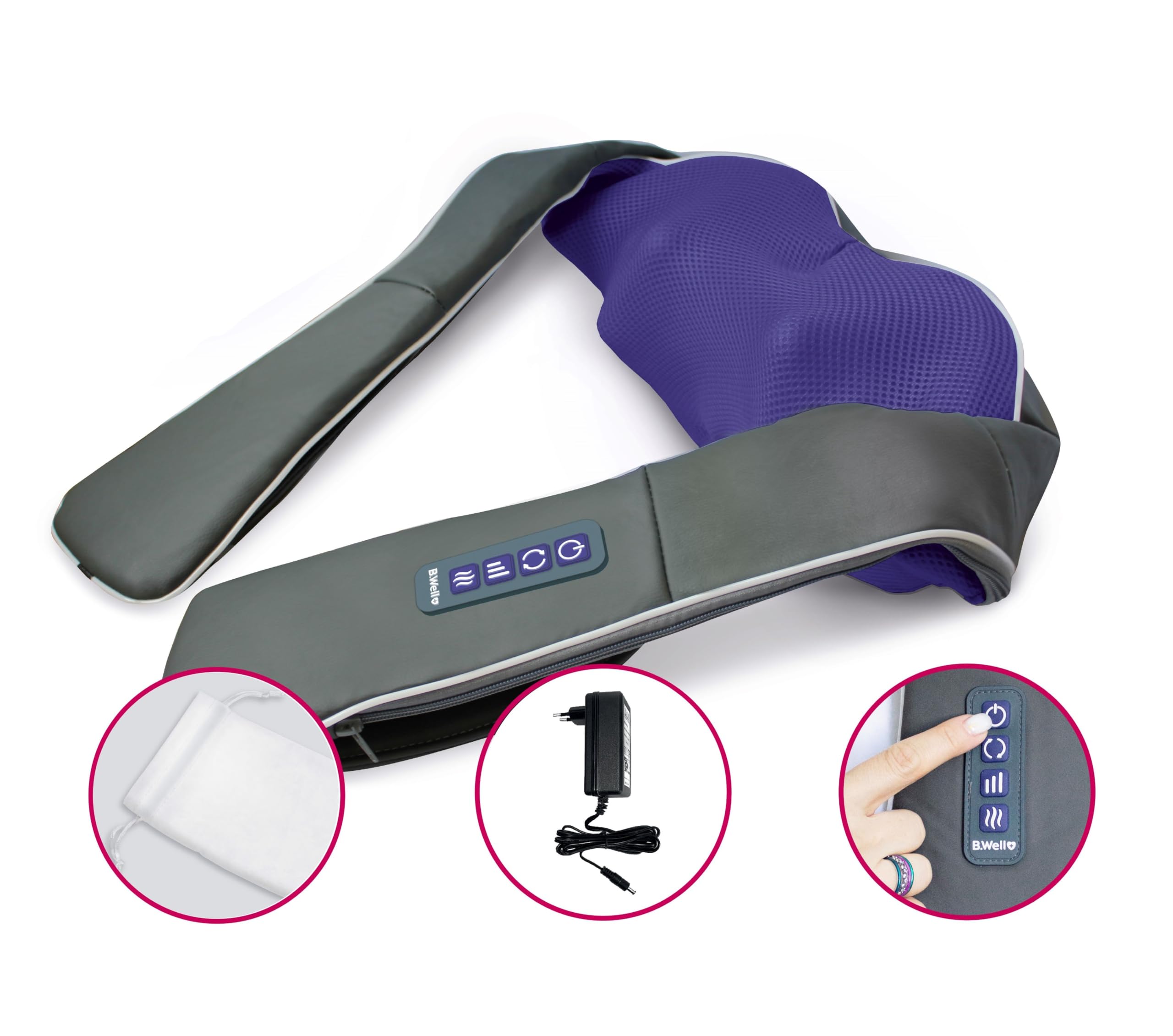 MASAŻER B.WELL MED-440 DO KARKU SZYI RAMION PLECÓW PAS MASUJĄCY GRZEJĄCY SHIATSU