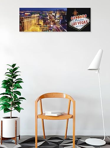 Miniatura 2 de buyartforless Póster fotográfico de Las Vegas con vista aérea y letrero de 36 x 12 pulgadas