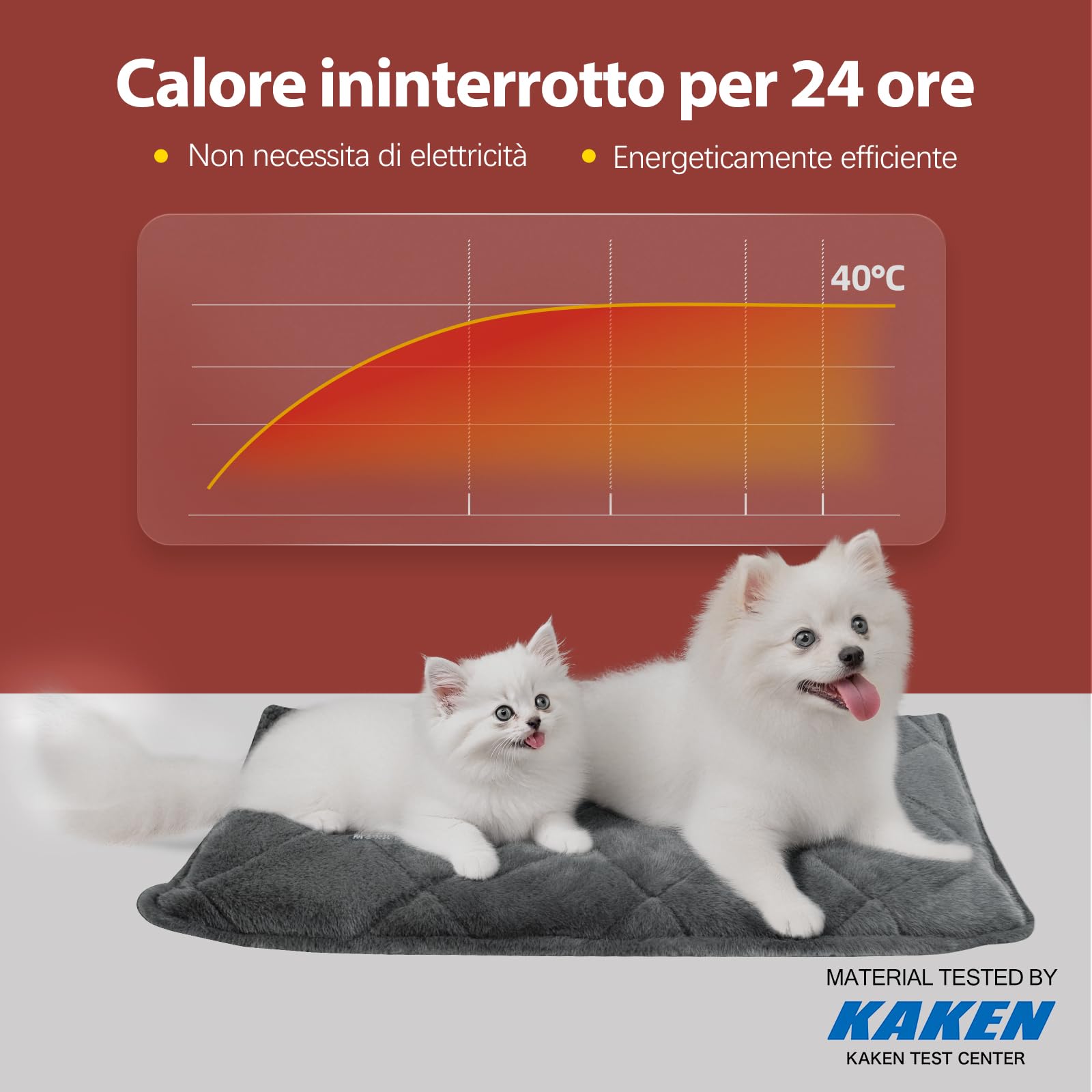 Mora Pets Tappeto riscaldante gatto Coperta autoriscaldante per gatti e cani Tappetino riscaldante Senza elettricità e batterie Coperta termica Rimovibile e Lavabile 76 x 52 cm