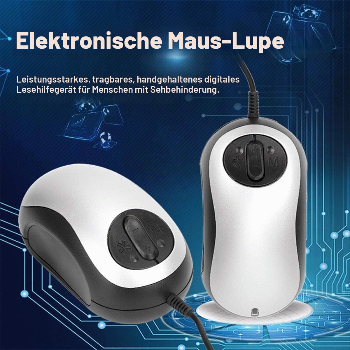 Elektronische Lesehilfe für Sehbehinderte – tragbare Digitale Lupe mit Mausfunktion, 10 Farbmodi und Bildeinfrieren für Sehbehinderte, Geschenk für Eltern